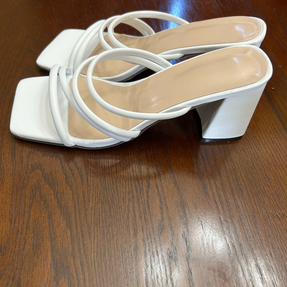 5/$25 White Strappy Heels - Picture 2 of 3